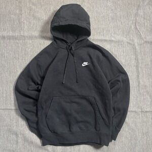 Vintage black hoodie with white swoosh - M